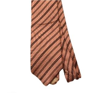 John Henry Mens Pink with Brown stripe Silk Tie Vintage
